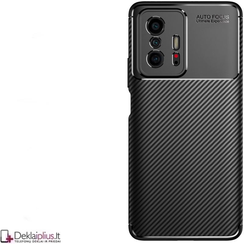 Carbon guminis dėklas - juodas (telefonui Xiaomi 11T/11T Pro) Carbon guminis dėklas - juodas (telefonui Xiaomi 11T/11T Pro)